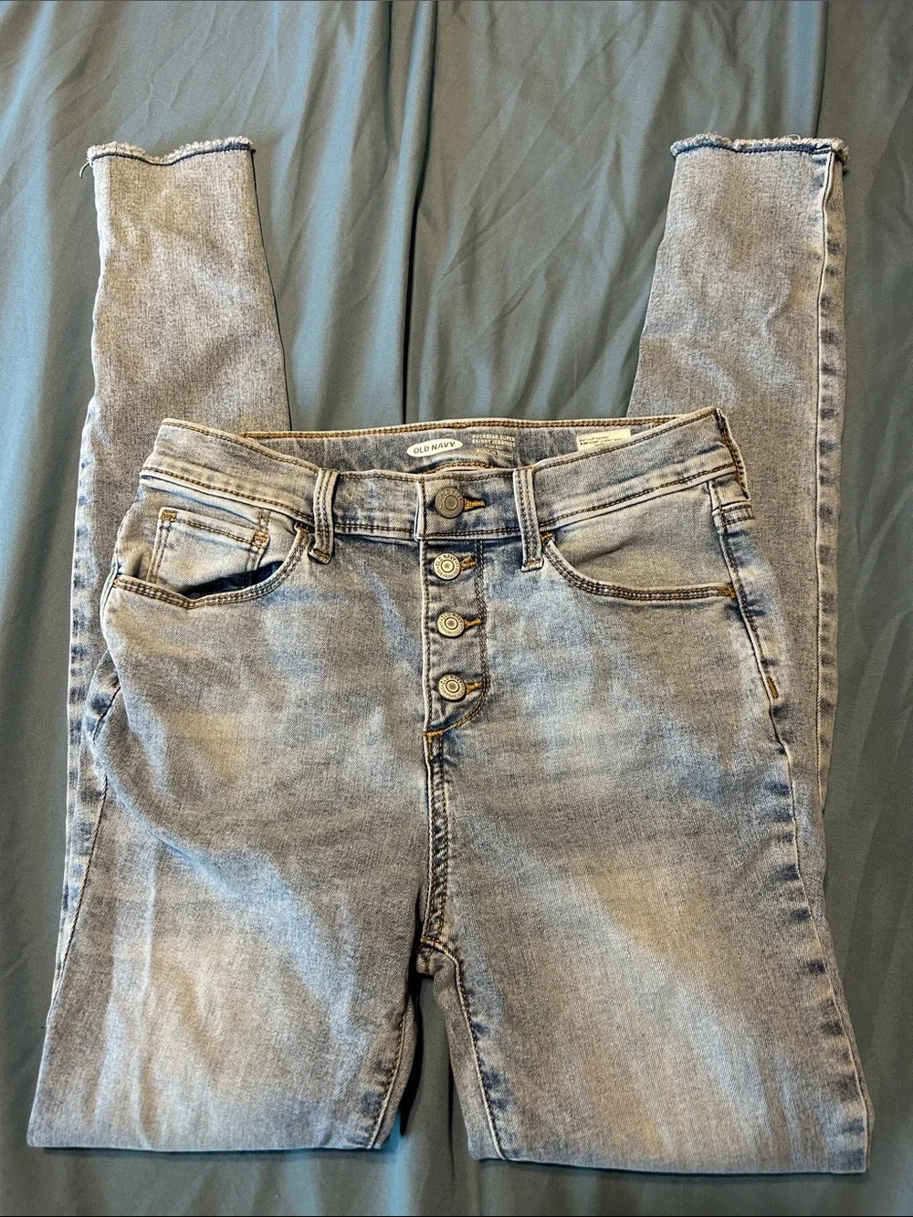 Old Navy rockstar Light Wash Skinny Jeans with Button Fly girls 14